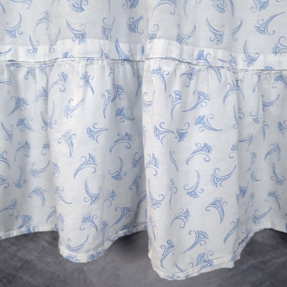 Eileen West Nightgown Womens Medium White Blue Floral Lace Sleeveless Ruffle - Picture 9 of 16